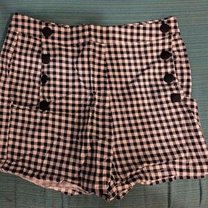 Voodoo Vixen Monochrome Checkered High Waist Shorts